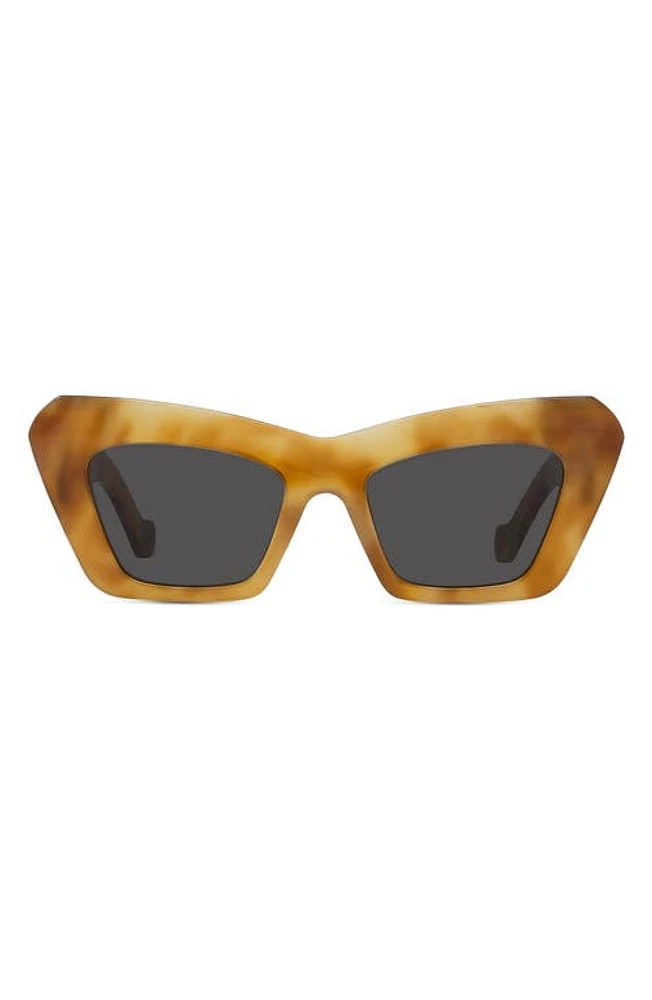 Loewe Anagram 51mm Cat Eye Sunglasses in Blonde Havana /Smoke at Nordstrom