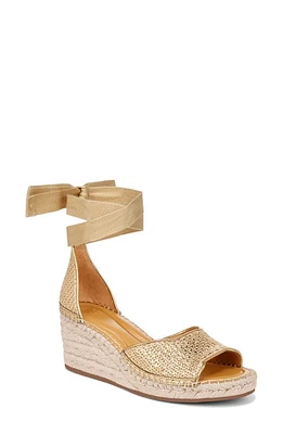 Sarto by Franco Casey Ankle Wrap Espadrille Platform Wedge Sandal Gold at Nordstrom,