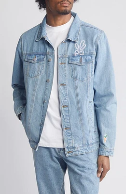 CARROTS BY ANWAR Wordmark Embroidered Cotton Denim Jacket Blue at Nordstrom,