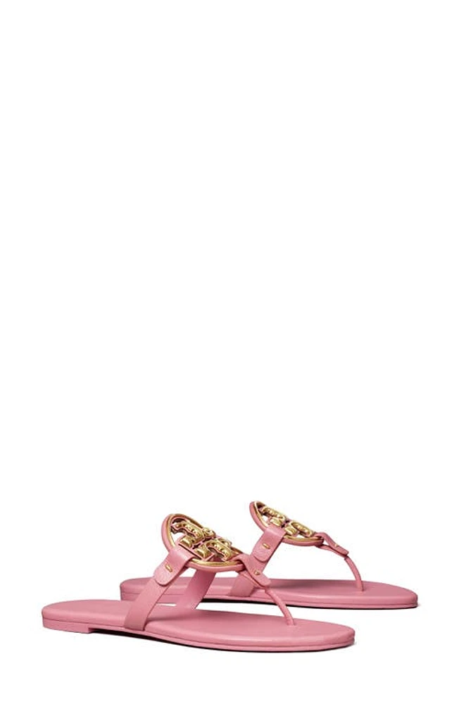 Tory Burch Metal Miller Soft Leather Sandal Pink Bubblegum /Gold at Nordstrom,