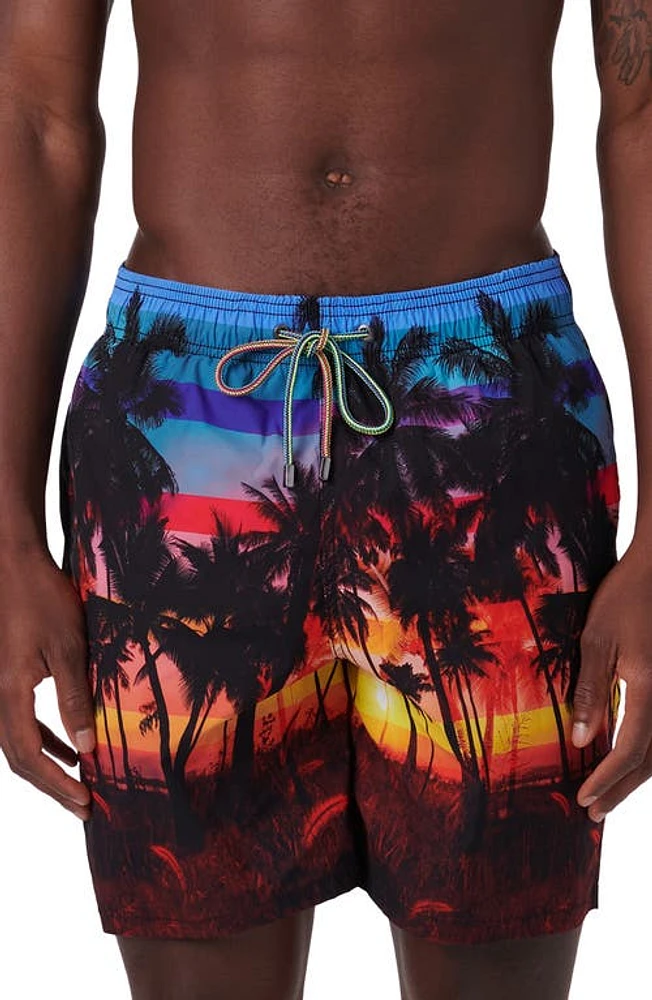 Bugatchi Cosmo Swim Trunks Tangerine at Nordstrom,