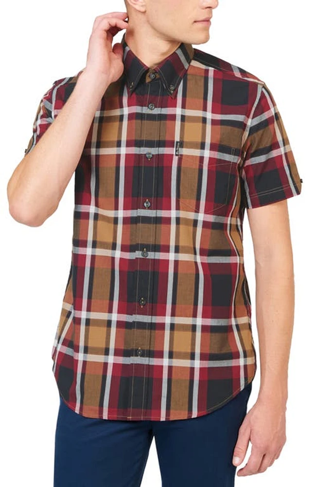 Ben Sherman Plaid Short Sleeve Button-Down Shirt Red at Nordstrom,