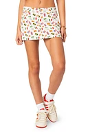 EDIKTED Traveler Flag Print Denim Miniskirt White at Nordstrom,