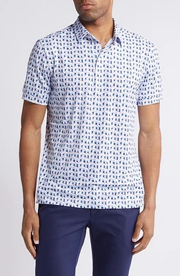 Mizzen+Main Versa Geo Print Performance Polo in Patriot Print at Nordstrom, Size Small