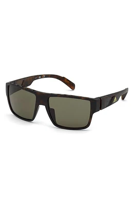 adidas 57mm Kolor Up Rectangle Sunglasses in Dark Havana/Green at Nordstrom