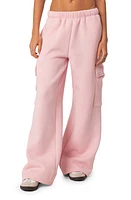 EDIKTED Wide Leg Cargo Sweatpants Pink at Nordstrom,