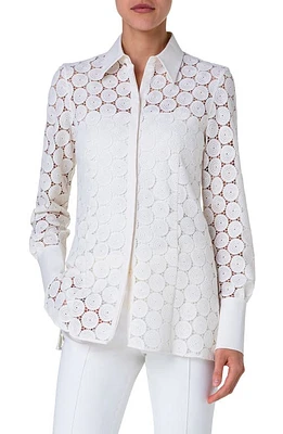 Akris punto Guipure Lace Button-Up Shirt Cream at Nordstrom,