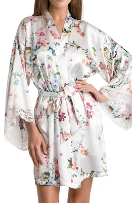 Bloom by Jonquil Endless Love Floral Lace Trim Satin Wrap Ivory at Nordstrom,