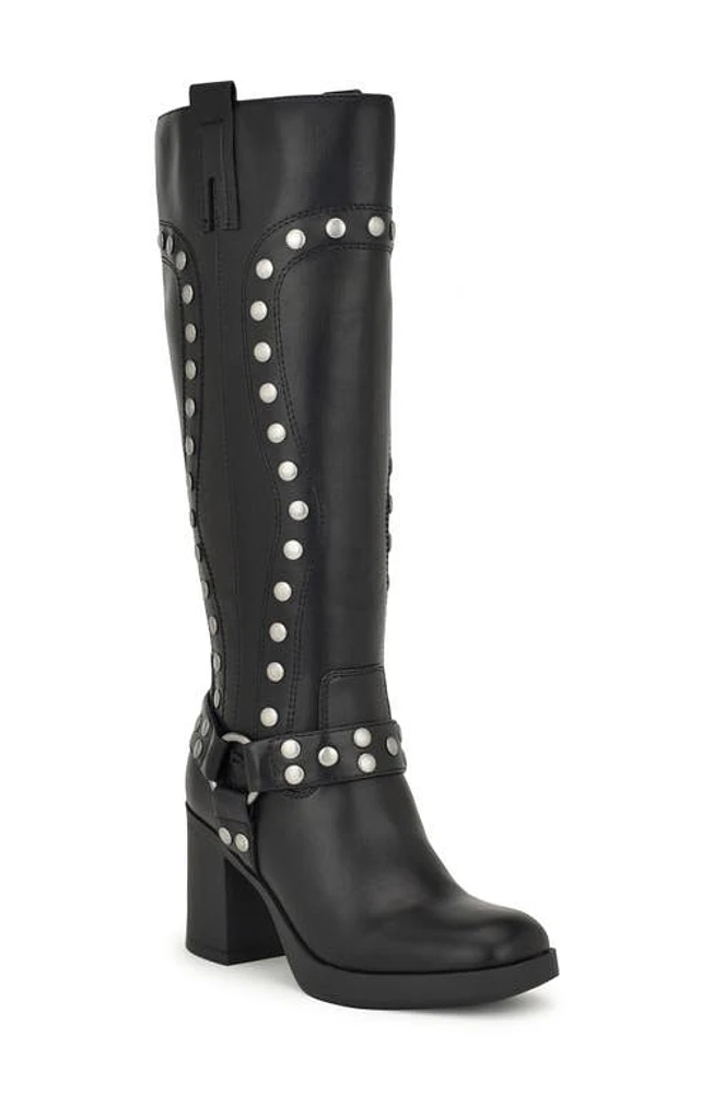 Nine West Cert Studded Knee High Boot in Black at Nordstrom, Size 9