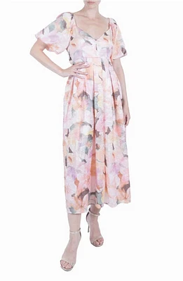 Julia Jordan Floral Puff Sleeve Dress Peach Multi at Nordstrom,