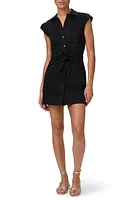 PAIGE Jaxsyn Cap Sleeve Tie Belt Shirtdress in Washed Black at Nordstrom, Size 8