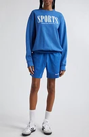 Sporty & Rich Sports Cotton Graphic Sweatshirt Imperial Blue at Nordstrom,