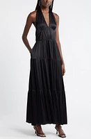 Nordstrom Tiered Satin Halter Maxi Dress at Nordstrom,