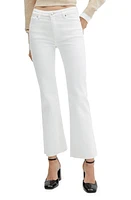 MANGO Raw Hem Crop Flare Jeans White at Nordstrom,