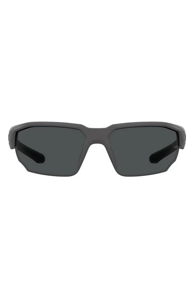 Under Armour 70mm Polarized Oversize Sport Sunglasses in Grey Black at Nordstrom