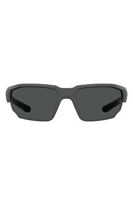 Under Armour 70mm Polarized Oversize Sport Sunglasses in Grey Black at Nordstrom