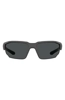 Under Armour 70mm Polarized Oversize Sport Sunglasses in Grey Black at Nordstrom