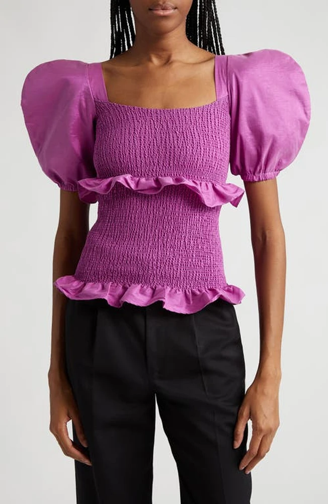 ORIRE Nama Smocked Puff Sleeve Top Orchid Pink at Nordstrom, Us