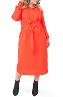 Standards & Practices Tie Waist Long Sleeve Midi Dress Cherry at Nordstrom,