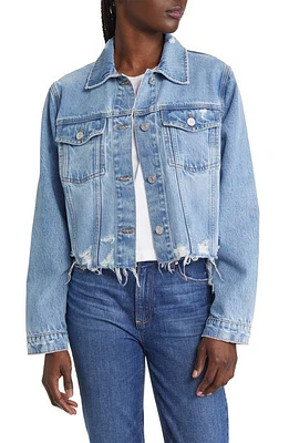 FRAME Ripped Distressed Denim Trucker Jacket Rossum 2Year Rips at Nordstrom,