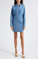 GESTUZ Zoygz Long Sleeve Denim Minidress Mid Blue Washed at Nordstrom, Us