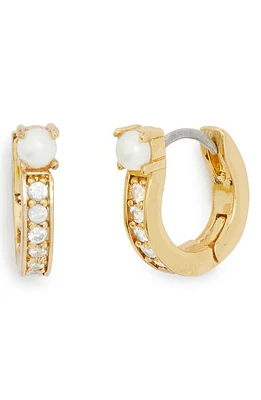 Kate Spade New York cubic zirconia huggie earrings in Pearl at Nordstrom