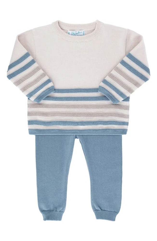 Feltman Brothers Stripe Cotton Sweater & Pants Set Ecru/Vintage Blue at Nordstrom,