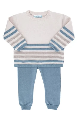 Feltman Brothers Stripe Cotton Sweater & Pants Set Ecru/Vintage Blue at Nordstrom,