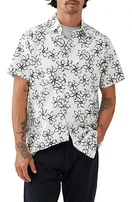 Rodd & Gunn Wingrove Floral Short Sleeve Button-Up Shirt Snow at Nordstrom,