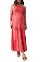 Ingrid & Isabel Smocked Linen Blend Maternity Maxi Dress at Nordstrom,