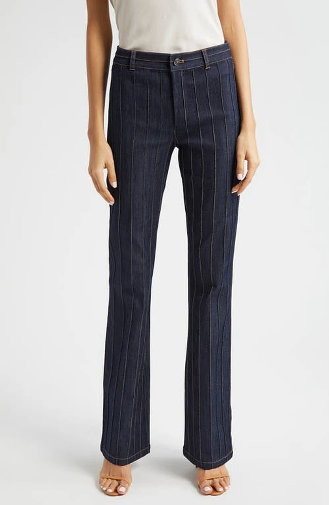 Cinq à Sept Alina Topstitch Stripe Jeans Indigo at Nordstrom,