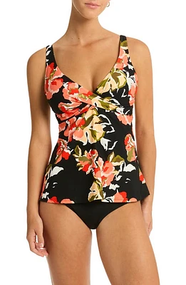 Sea Level Juniper Cross Front Tankini Top in Black at Nordstrom, Size 6 Us