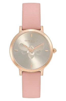 Olivia Burton Signature Bees Leather Strap Watch