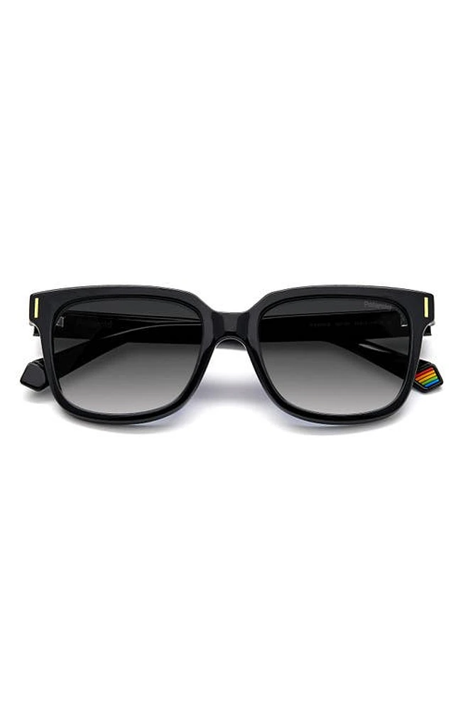 Polaroid 54mm Polarized Rectangular Sunglasses in Black/Gray Polar at Nordstrom