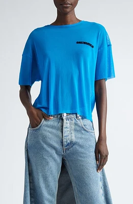 Jean Paul Gaultier x Shayne Oliver Flocked Earth Oversize Mesh T-Shirt Ibiza Blue/Black at Nordstrom,