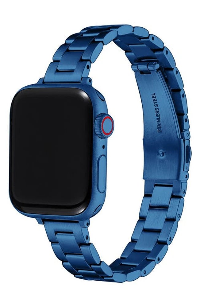 The Posh Tech Sloan Stainless Steel Skinny Apple Watch Bracelet Watchband in Blue at Nordstrom, Size 42Mm