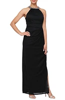 Alex Evenings Embellished Halter Ruched Column Formal Gown at Nordstrom,