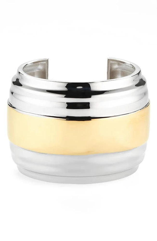 Saint Laurent Wheel Cuff Bracelet in Gold/Palladium at Nordstrom, Size Medium