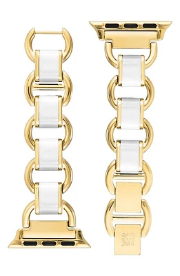 Anne Klein Enamel Link Apple Watch Watchband in White at Nordstrom