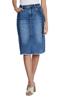 Wash Lab Denim Two-Tone Raw Hem Skirt Blue Combo at Nordstrom,