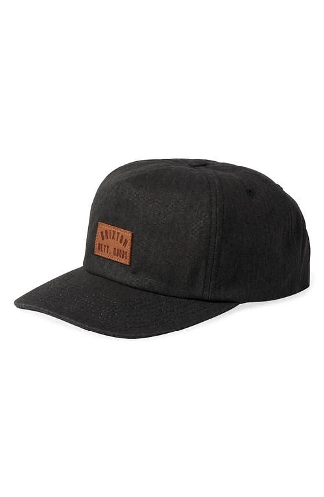 Brixton Woodburn MP Snapback Baseball Cap in Black Vintage Wash at Nordstrom