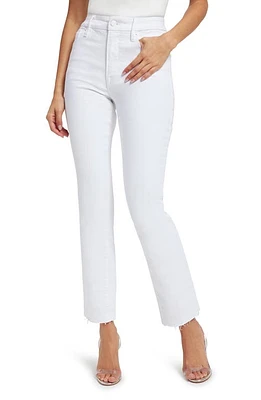 Good American Good Straight High Waist Raw Hem Straight Leg Jeans in White037 at Nordstrom, Size 26