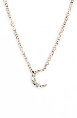 EF Collection Mini Moon Diamond Choker Necklace in Yellow Gold at Nordstrom, Size 14 In