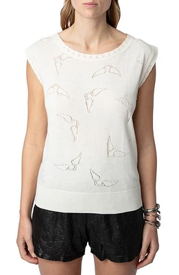 Zadig & Voltaire Emmyl Sleeveless Cotton Pointelle Sweater Ecru at Nordstrom,