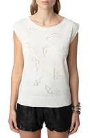 Zadig & Voltaire Emmyl Sleeveless Cotton Pointelle Sweater Ecru at Nordstrom,