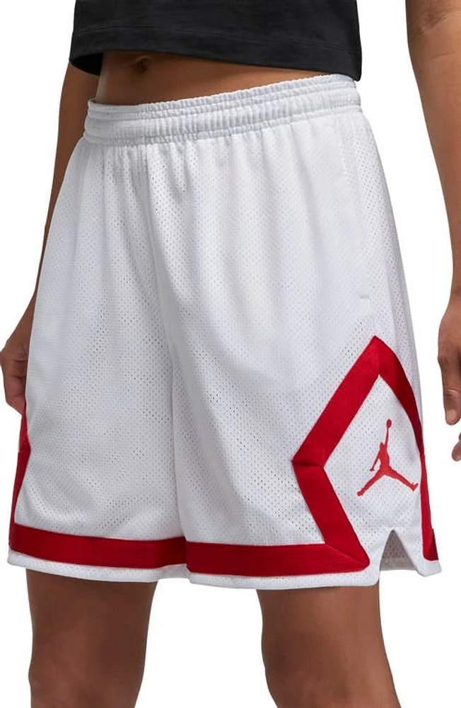 Jordan Essential Diamond Basketball Shorts in White/Gym Red at Nordstrom, Size Small