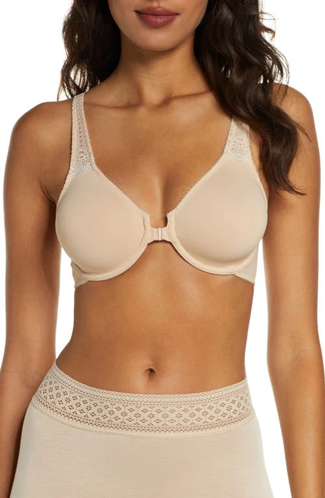 Wacoal Soft Embrace Front Closure Underwire Bra in Sand at Nordstrom, Size 34B