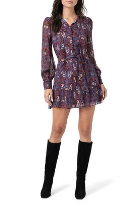 PAIGE Vittoria Long Sleeve Silk Minidress in Amethyst Multi at Nordstrom, Size Xx-Small