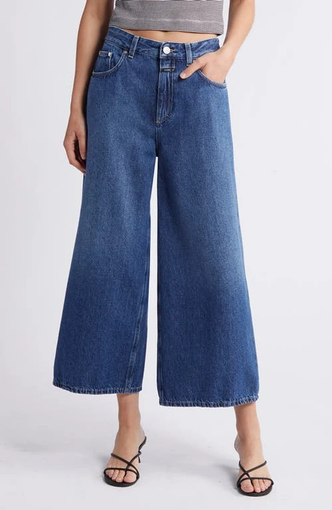 Closed Lyna Crop Wide Leg Jeans Dark Blue at Nordstrom,