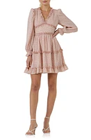 Free the Roses Floral Long Sleeve Ruffle Minidress in Pink Multi at Nordstrom, Size Small